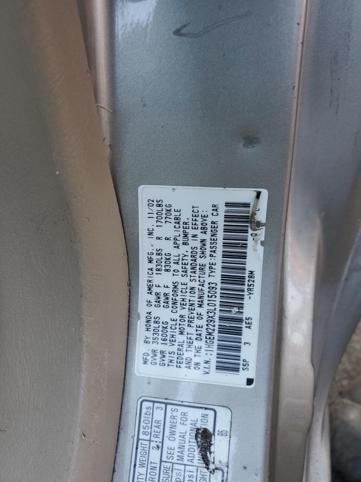 1HGEM229X3L015093 2003 Honda Civic Ex