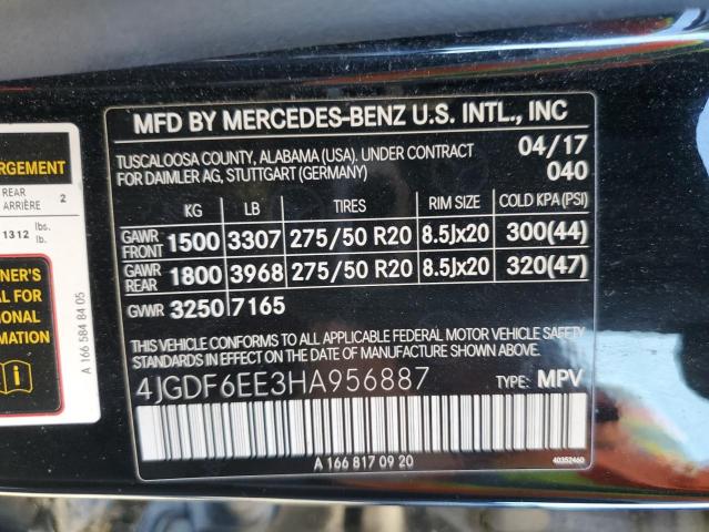 2017 Mercedes-Benz Gls 450 4Matic VIN: 4JGDF6EE3HA956887 Lot: 43995744