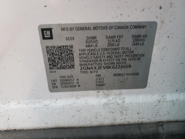 2019 Chevrolet Equinox Lt VIN: 2GNAXJEV9K6224959 Lot: 43393494