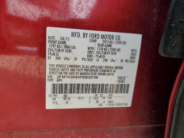 2FMTK3K9XFBB35798 2015 FORD EDGE, photo no. 13