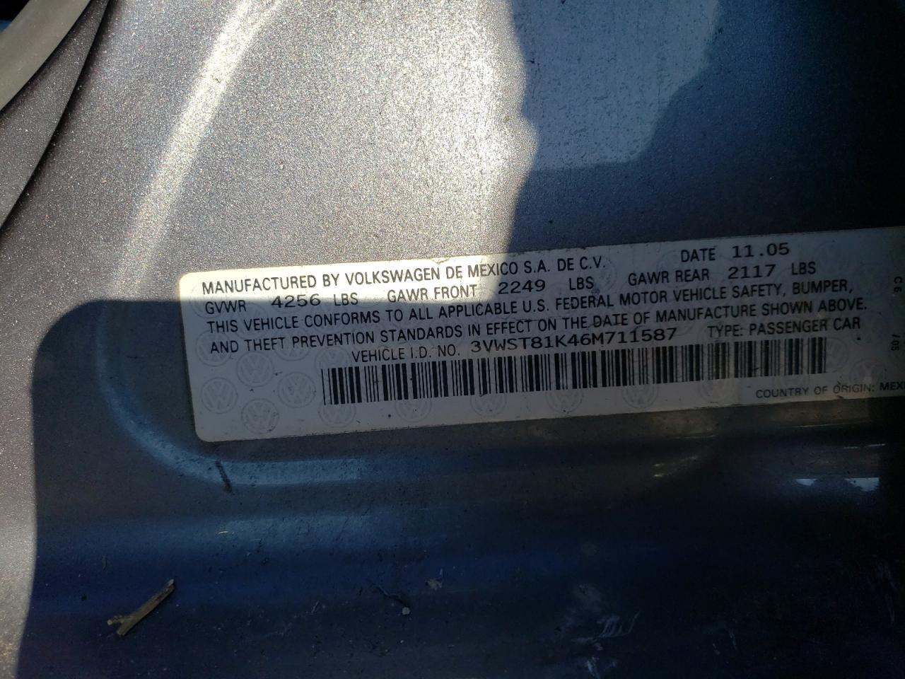 3VWST81K46M711587 2006 Volkswagen Jetta Tdi Option Package 1