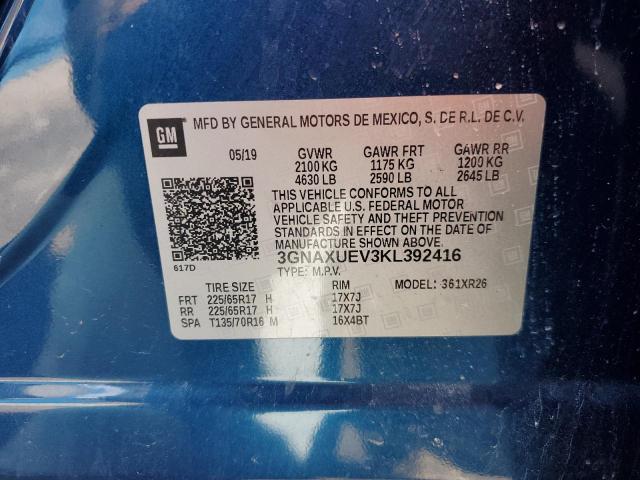 2019 CHEVROLET EQUINOX LT 3GNAXUEV3KL392416