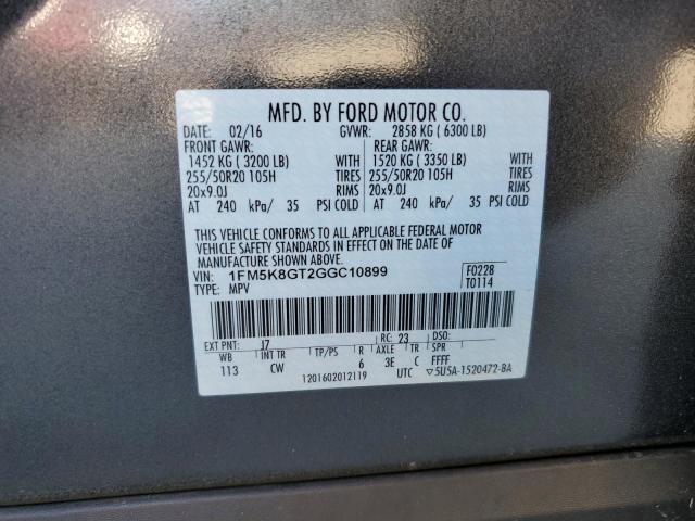 2016 FORD EXPLORER S 1FM5K8GT2GGC10899