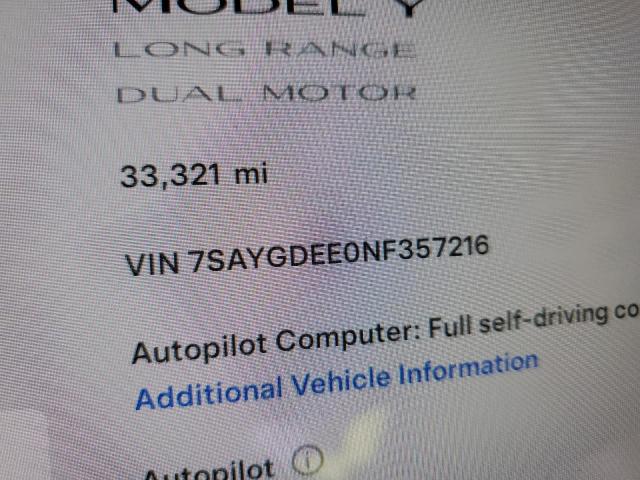 2022 TESLA MODEL Y 7SAYGDEE0NF357216