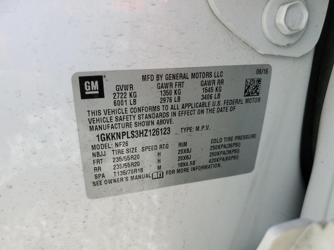 1GKKNPLS3HZ126123 2017 GMC Acadia Denali