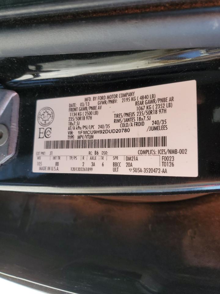 1FMCU9H92DUD20780 2013 Ford Escape Sel