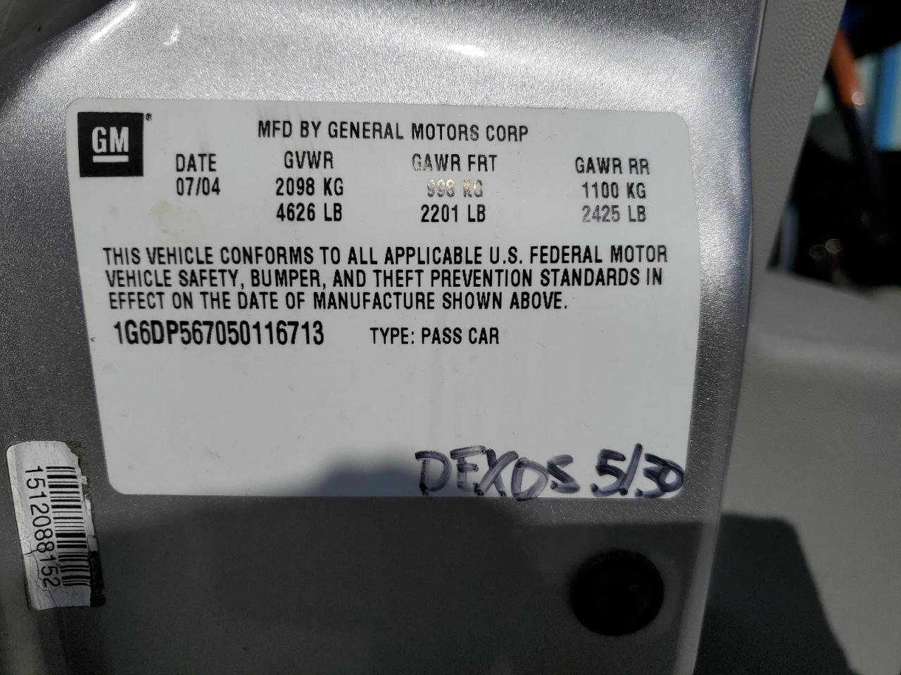 1G6DP567050116713 2005 Cadillac Cts Hi Feature V6