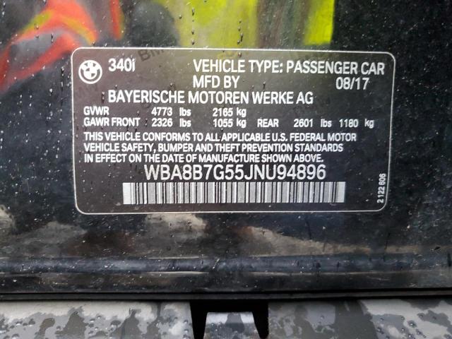 2018 BMW 340 XI WBA8B7G55JNU94896