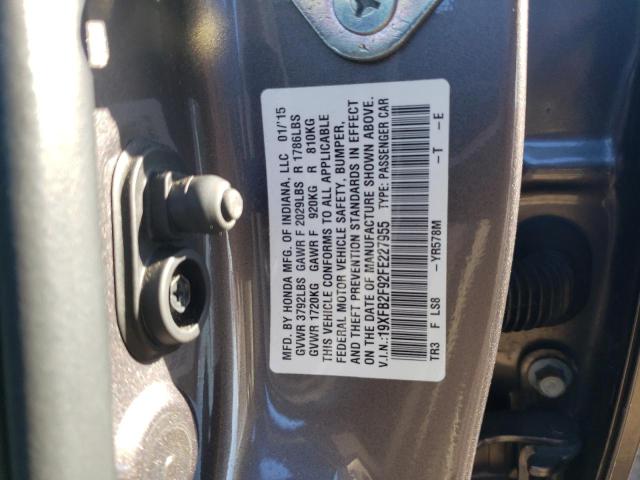 2015 HONDA CIVIC EXL 19XFB2F92FE227955