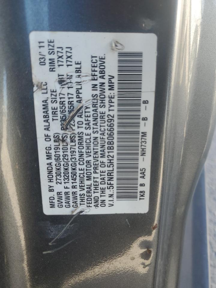 5FNRL5H21BB066692 2011 Honda Odyssey Lx