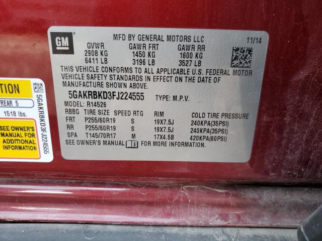 2015 Buick Enclave VIN: 5GAKRBKD3FJ224555 Lot: 43616914