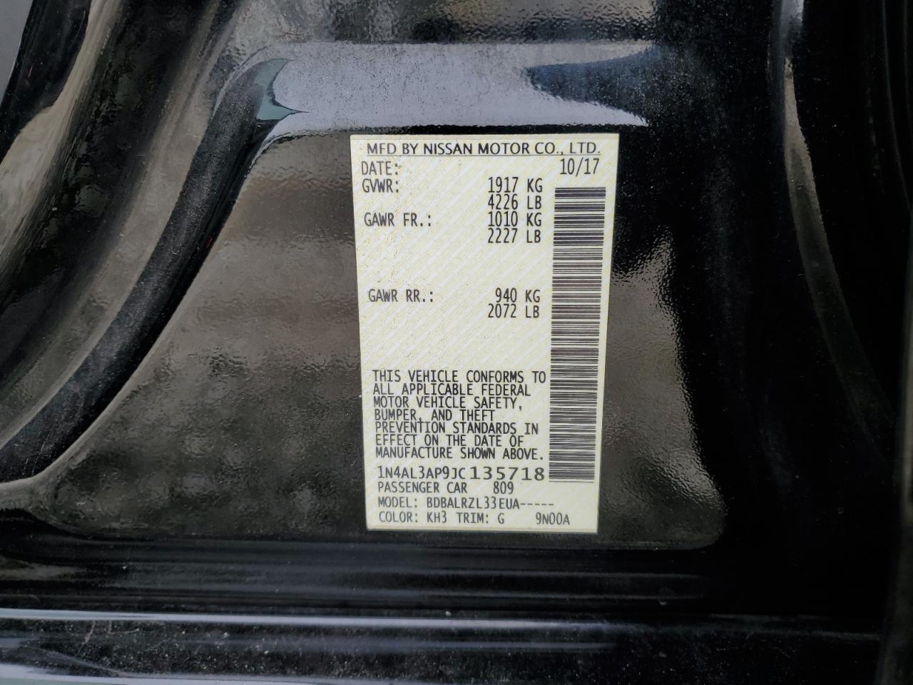 1N4AL3AP9JC135718 NISSAN ALTIMA 2018