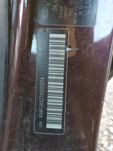 2010 Kia Forte Ex VIN: KNAFU4A27A5103374 Lot: 42940444