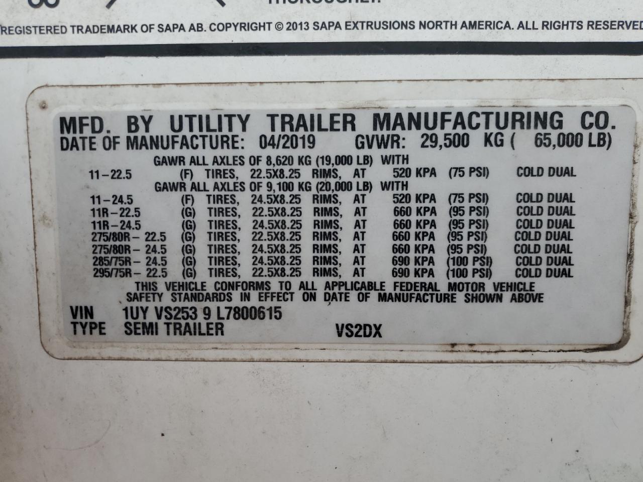 Lot #3041120197 2020 UTILITY TRAILER