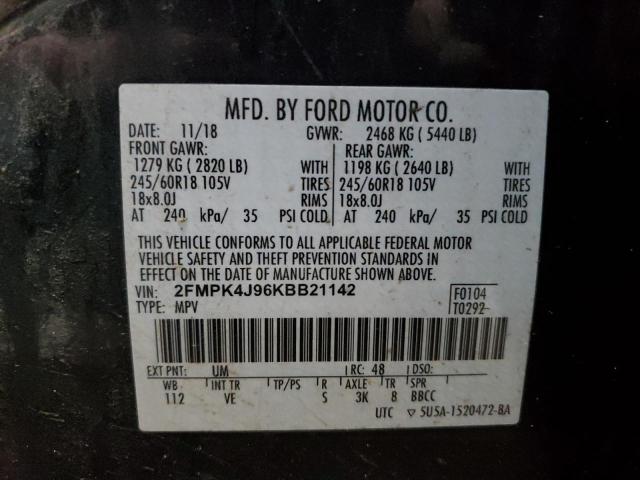 2FMPK4J96KBB21142 2019 FORD EDGE, photo no. 13