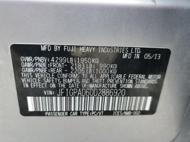 2013 Subaru Impreza Premium VIN: JF1GPAD60D2886920 Lot: 45188784