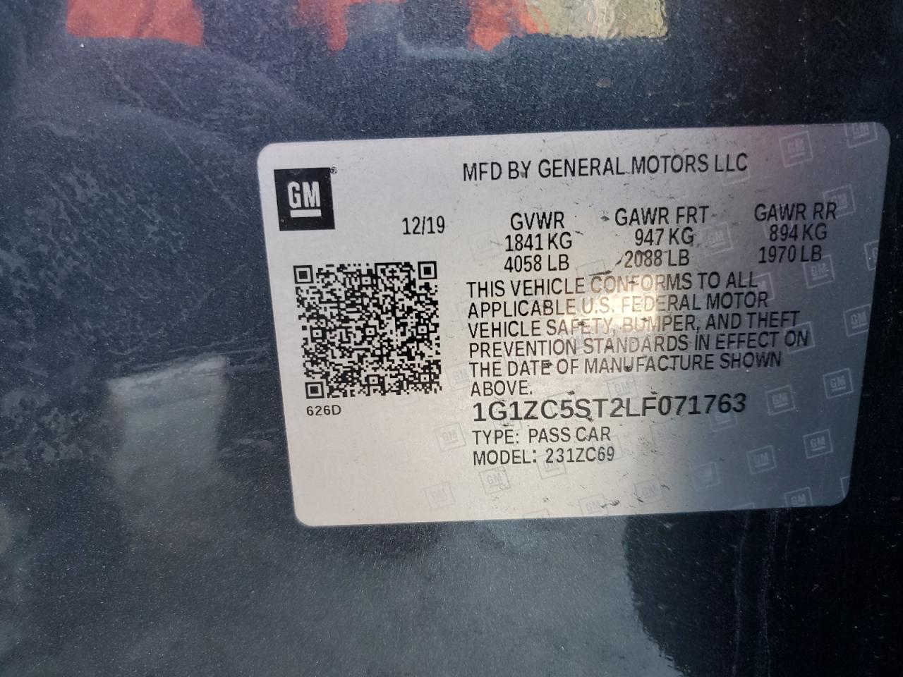 1G1ZC5ST2LF071763 CHEVROLET MALIBU 2020