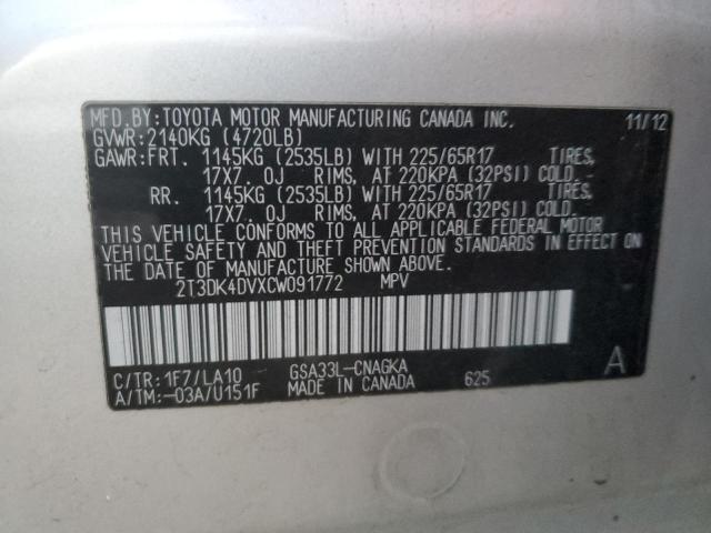 Image 13 of 2012 Toyota RAV 4 salvage vehicle - Lot #40027504 at Copart