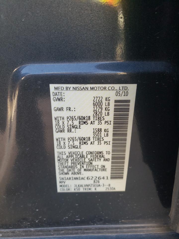 5N1AR1NN1AC622641 2010 Nissan Pathfinder S 5N1AR1NN1AC622641 2010 Nissan Pathfinder S