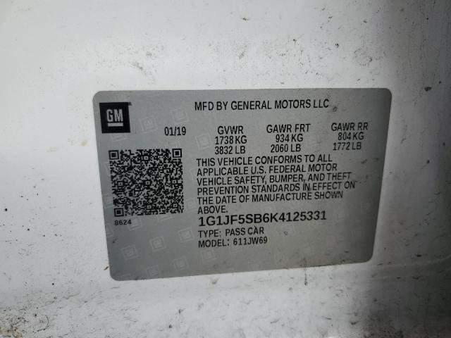 1G1JF5SB6K4125331 2019 Chevrolet Sonic Premier