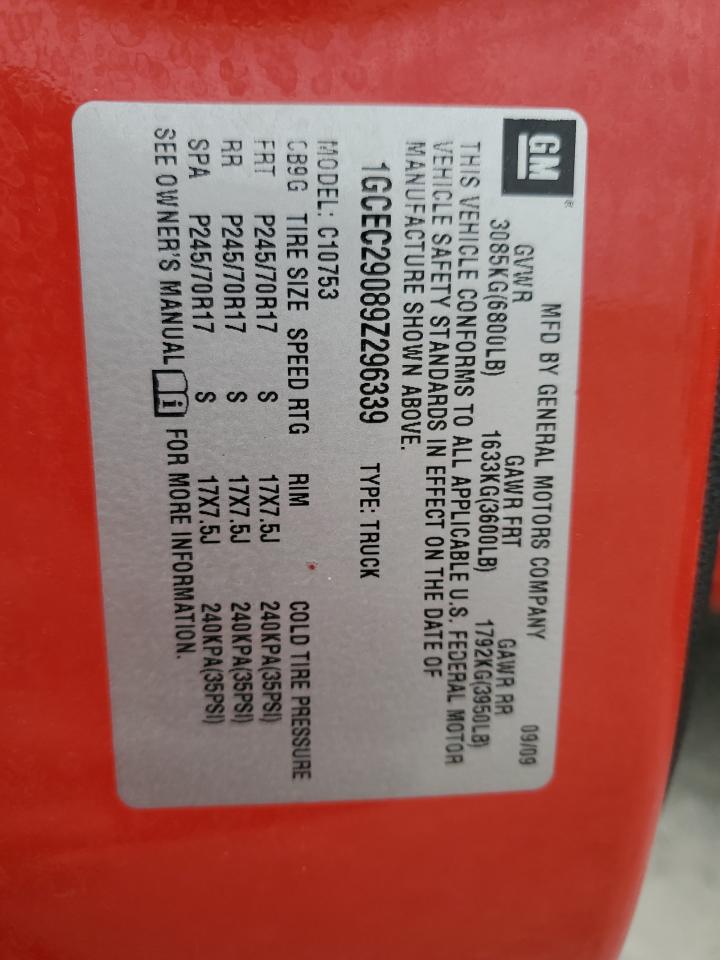 1GCEC29089Z296339 2009 Chevrolet Silverado C1500 Lt