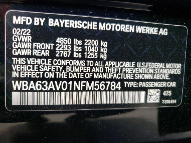 2022 BMW 430I GRAN WBA63AV01NFM56784