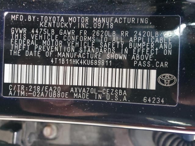 VIN 4T1B11HK4KU689811 2019 TOYOTA CAMRY no.12