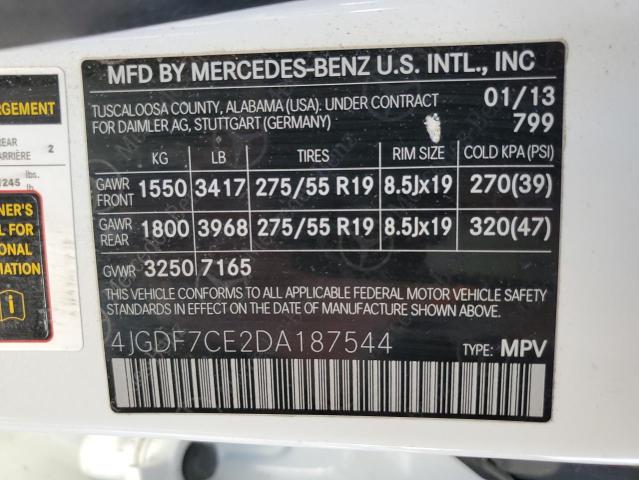 VIN 4JGDF7CE2DA187544 2013 Mercedes-Benz GL-Class, ... no.14