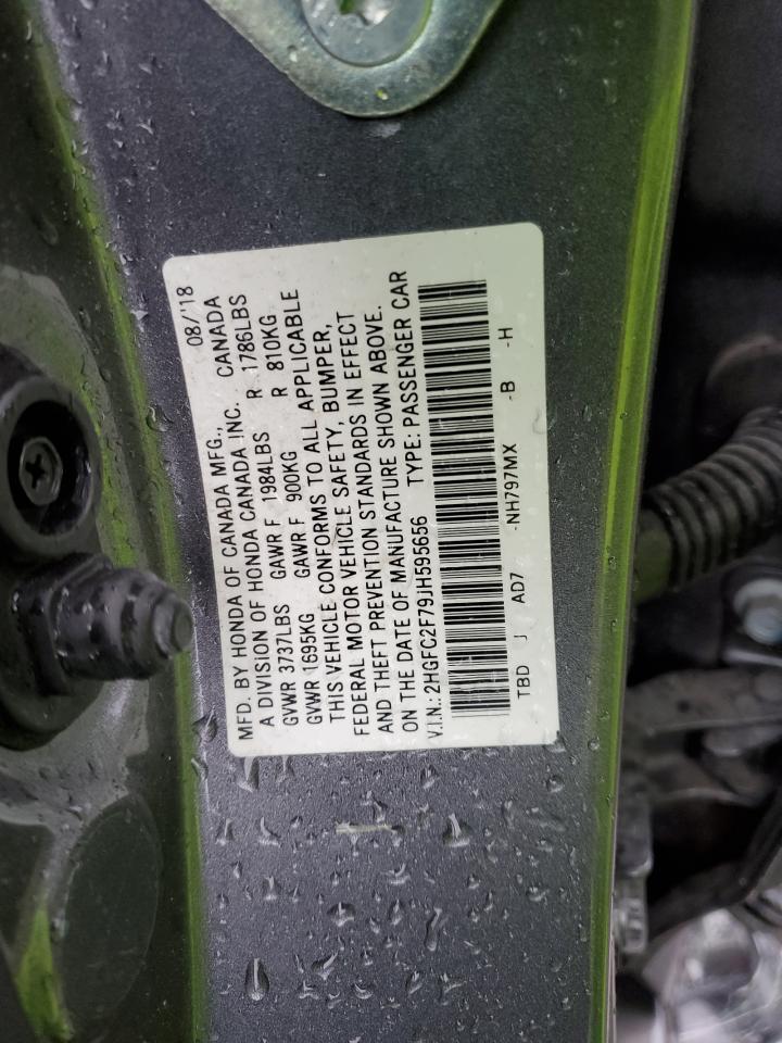 2HGFC2F79JH595656 2018 Honda Civic Ex