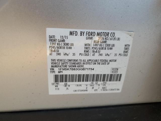 2016 FORD EXPLORER - 1FM5K7B83GGB71754