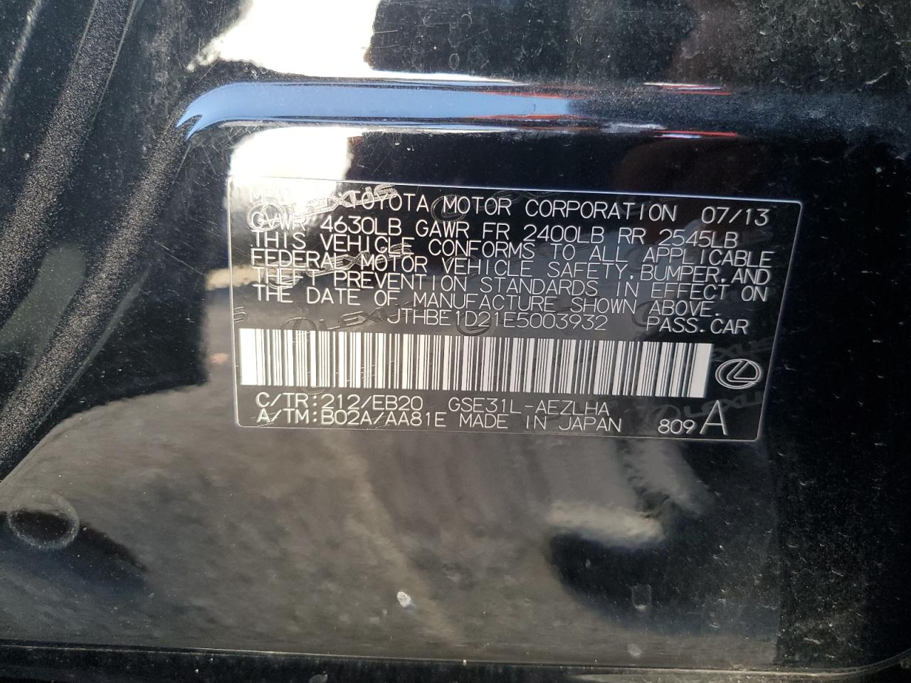 JTHBE1D21E5003932 2014 Lexus Is 350