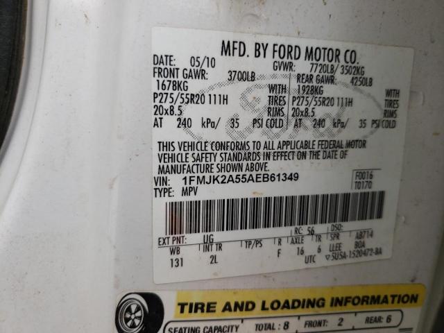 2010 Ford Expedition El Limited VIN: 1FMJK2A55AEB61349 Lot: 44676374