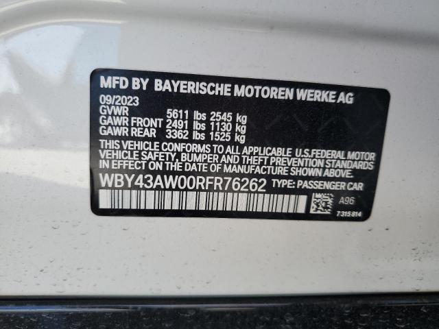 2024 BMW I4 Edrive35 VIN: WBY43AW00RFR76262 Lot: 43012574