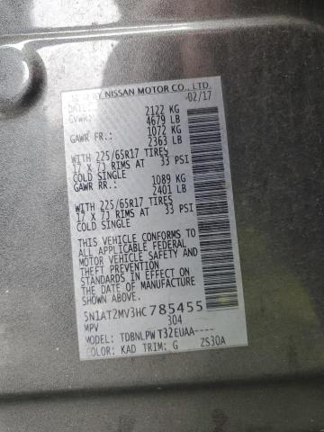 2017 NISSAN ROGUE SV 5N1AT2MV3HC785455