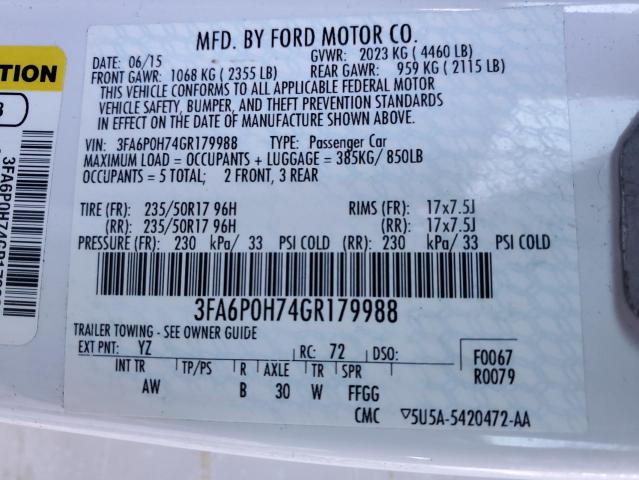 2016 FORD FUSION SE 3FA6P0H74GR179988