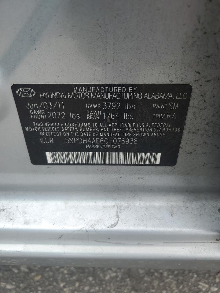 5NPDH4AE6CH076938 2012 Hyundai Elantra Gls