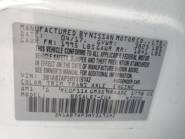 2017 NISSAN SENTRA S/S - 3N1AB7AP3HY319142