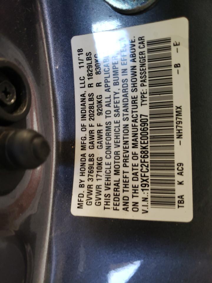 19XFC2F68KE006907 2019 Honda Civic Lx