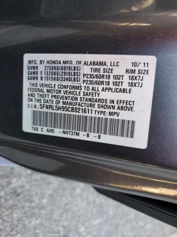 5FNRL5H95CB021611 2012 HONDA ODYSSEY, photo no. 12