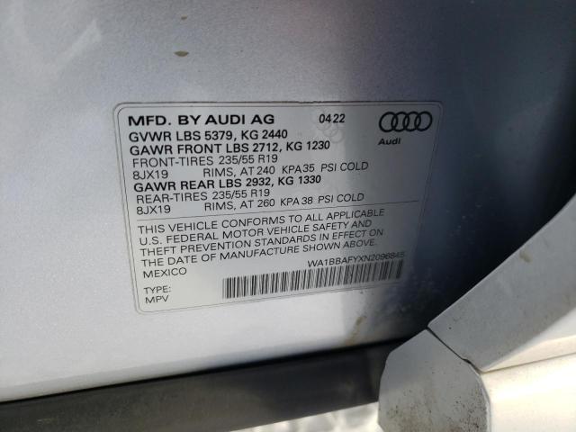 WA1BBAFYXN2096845 Audi Q5 Premium Plus 40 2022