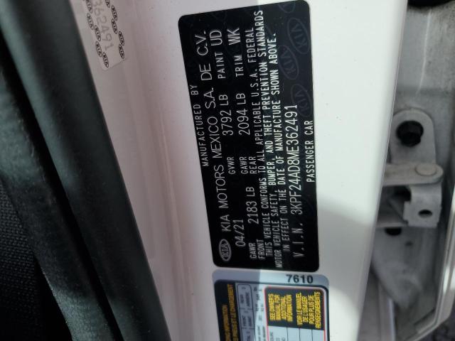 2021 KIA FORTE FE 3KPF24AD8ME362491