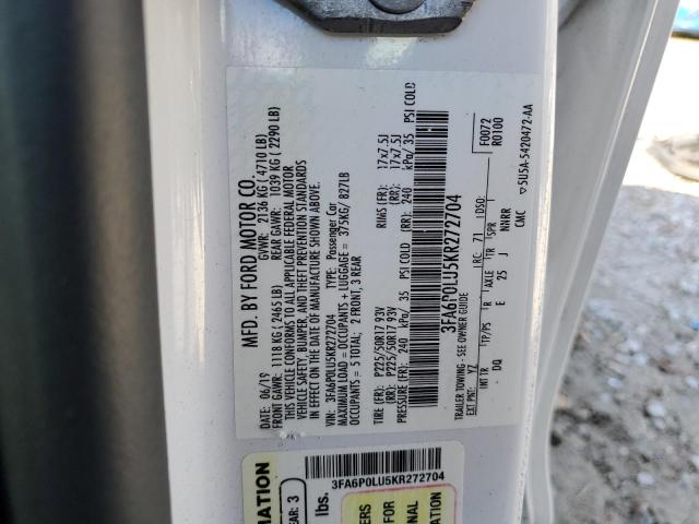 3FA6P0LU5KR272704 2019 FORD FUSION - Image 12