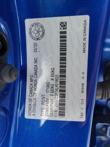 2020 HONDA CIVIC EX - 2HGFC2F74LH018620
