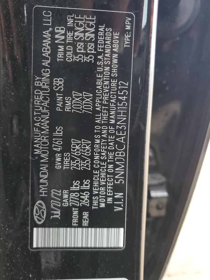 5NMJBCAE3NH154512 2022 Hyundai Tucson Sel