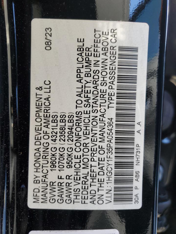 1HGCY1F35PA054364 HONDA ACCORD 2023