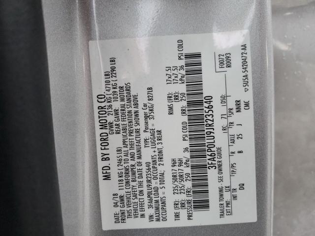 2018 FORD FUSION SE 3FA6P0LU9JR235640