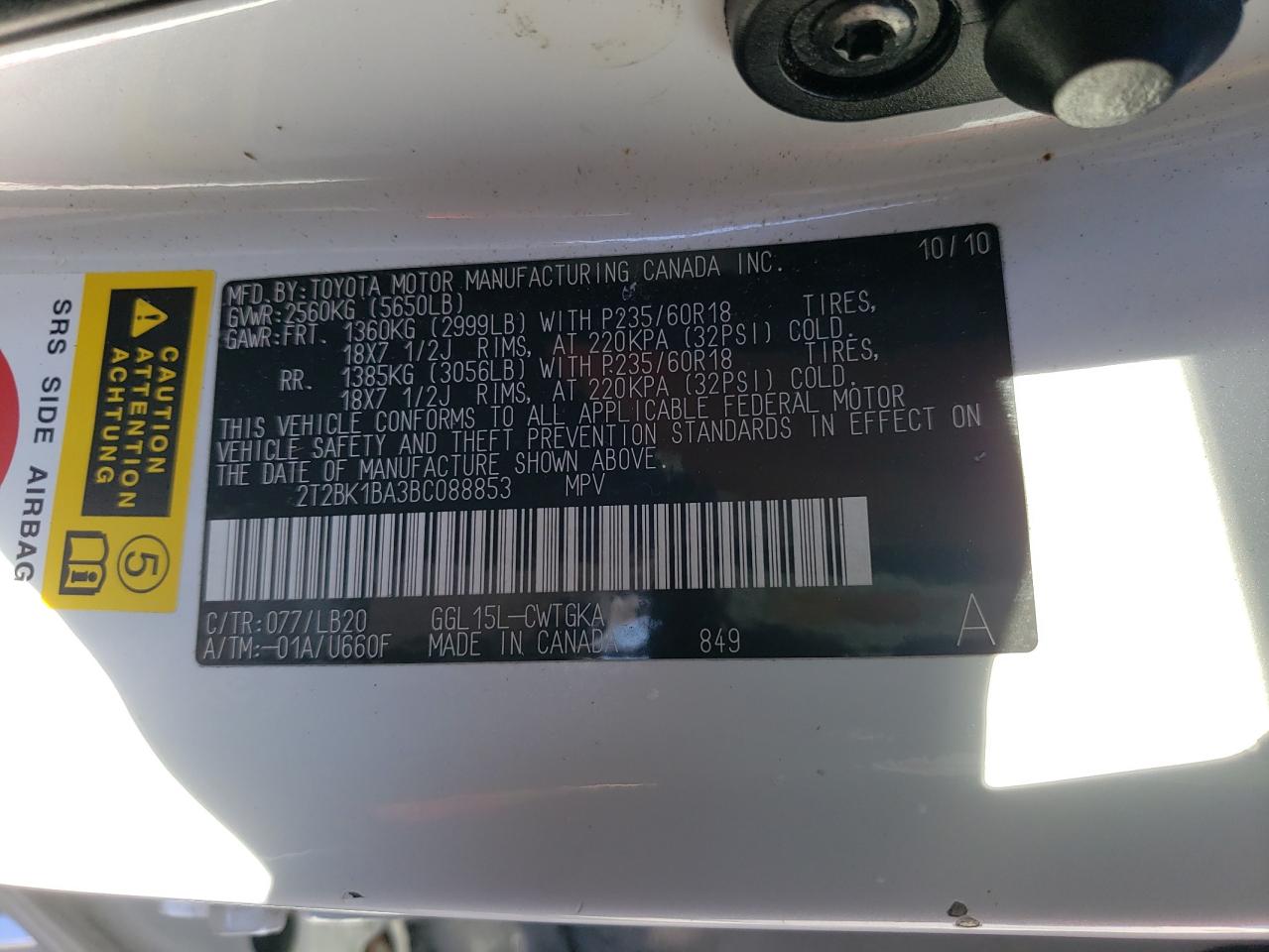 2T2BK1BA3BC088853 2011 Lexus Rx 350