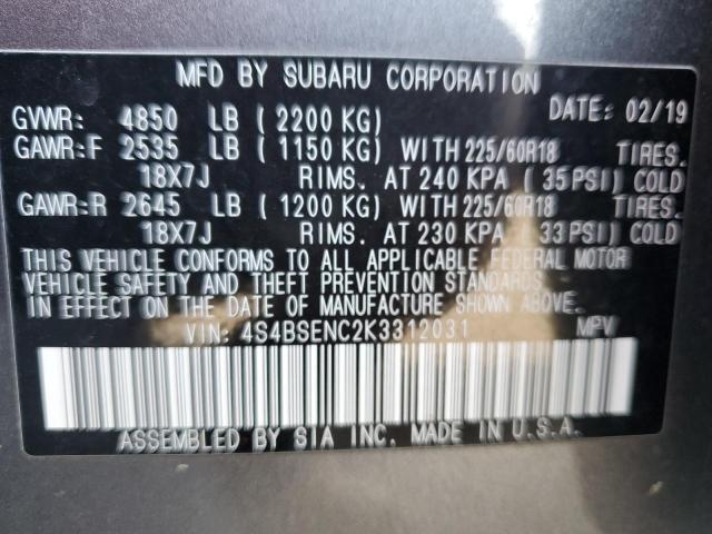 2019 SUBARU OUTBACK 3. 4S4BSENC2K3312031