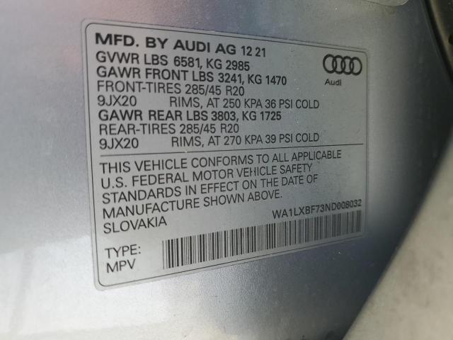 VIN WA1LXBF73ND008032 2022 Audi Q7, Premium Plus no.14