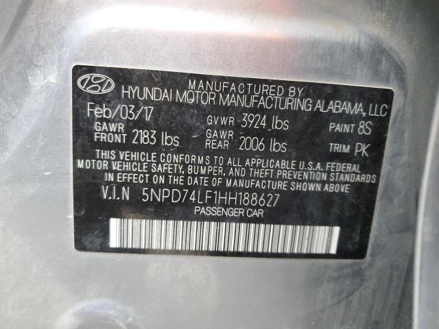 2017 HYUNDAI ELANTRA SE 5NPD74LF1HH188627